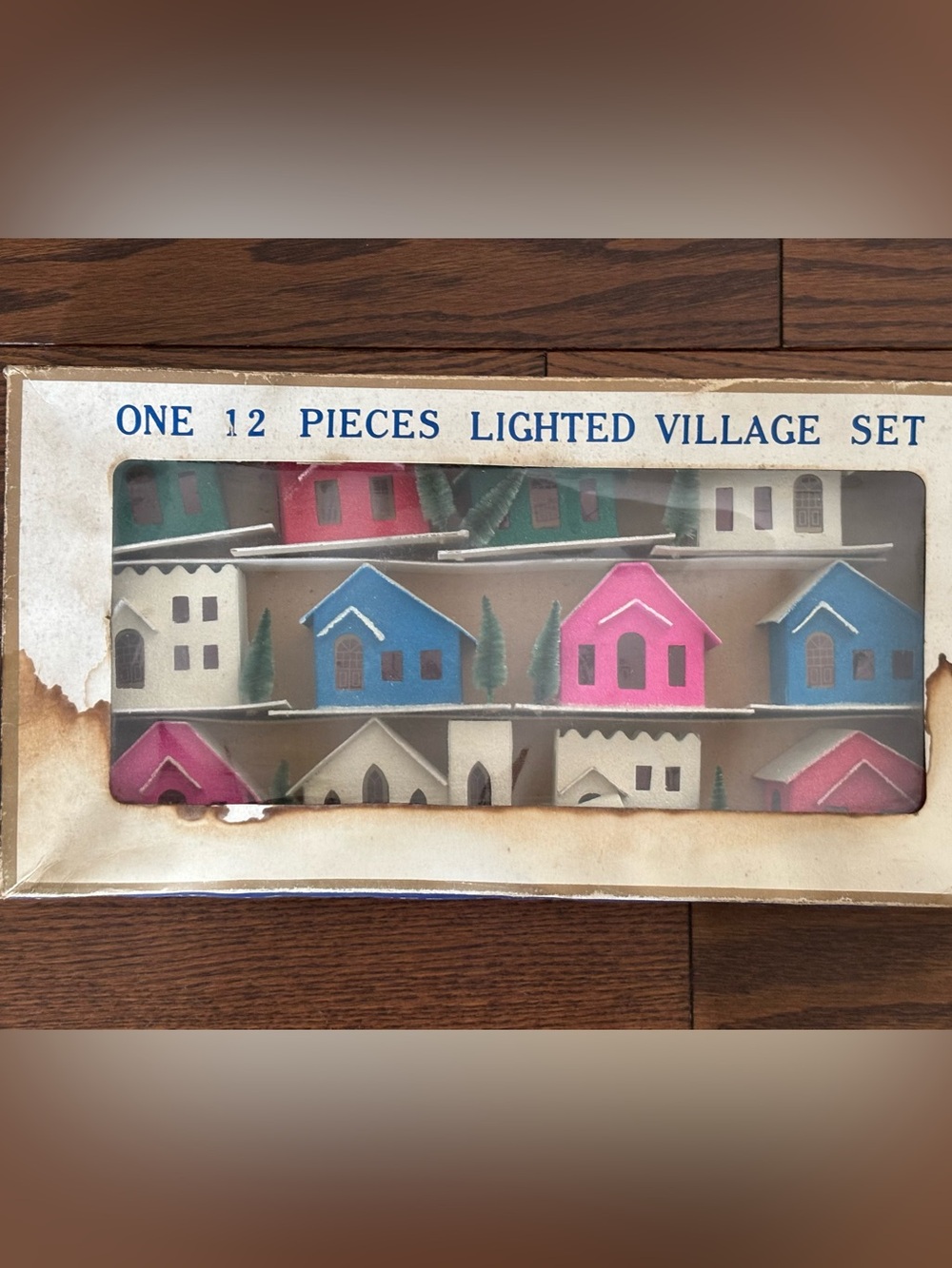 Vintage SEARS Lighted Village Set 12pc Japan Christmas 1960s 1970s